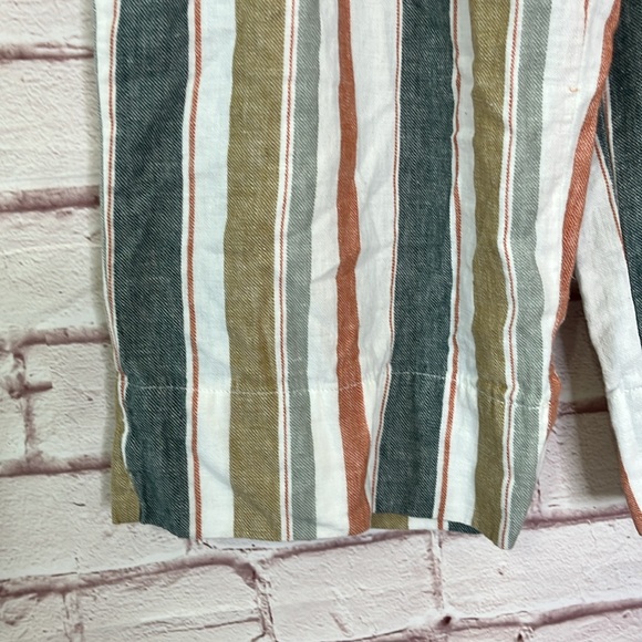 Madewell Tie-Waist Huston Pull-On Crop Pants in Stripe Size Large - Picture 5 of 12